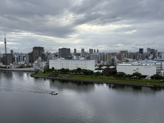 雨上がりの朝音もなく進む 一艘の船「考えない」